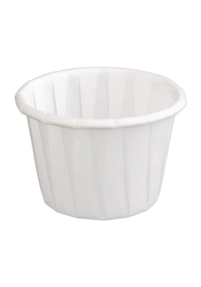 Genpak 250 Piece F100 Capacity Pleated Paper Portion Cup, 1 oz., White - Image 1